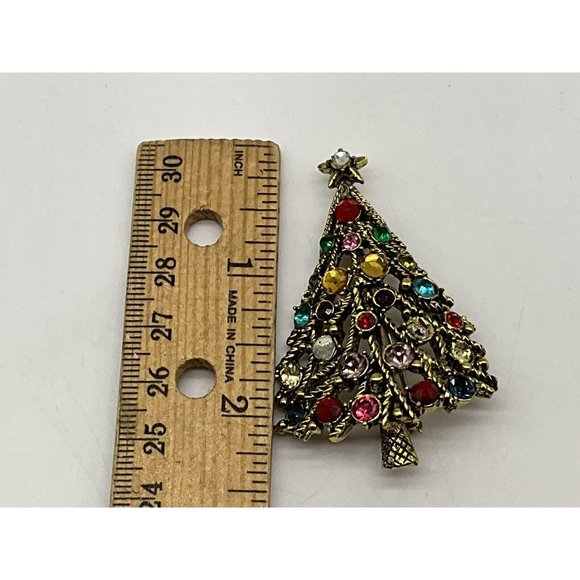 Hollycraft Vintage Christmas Tree Pin w/Matching Clip Earrings MCM Collectible - Picture 16 of 16